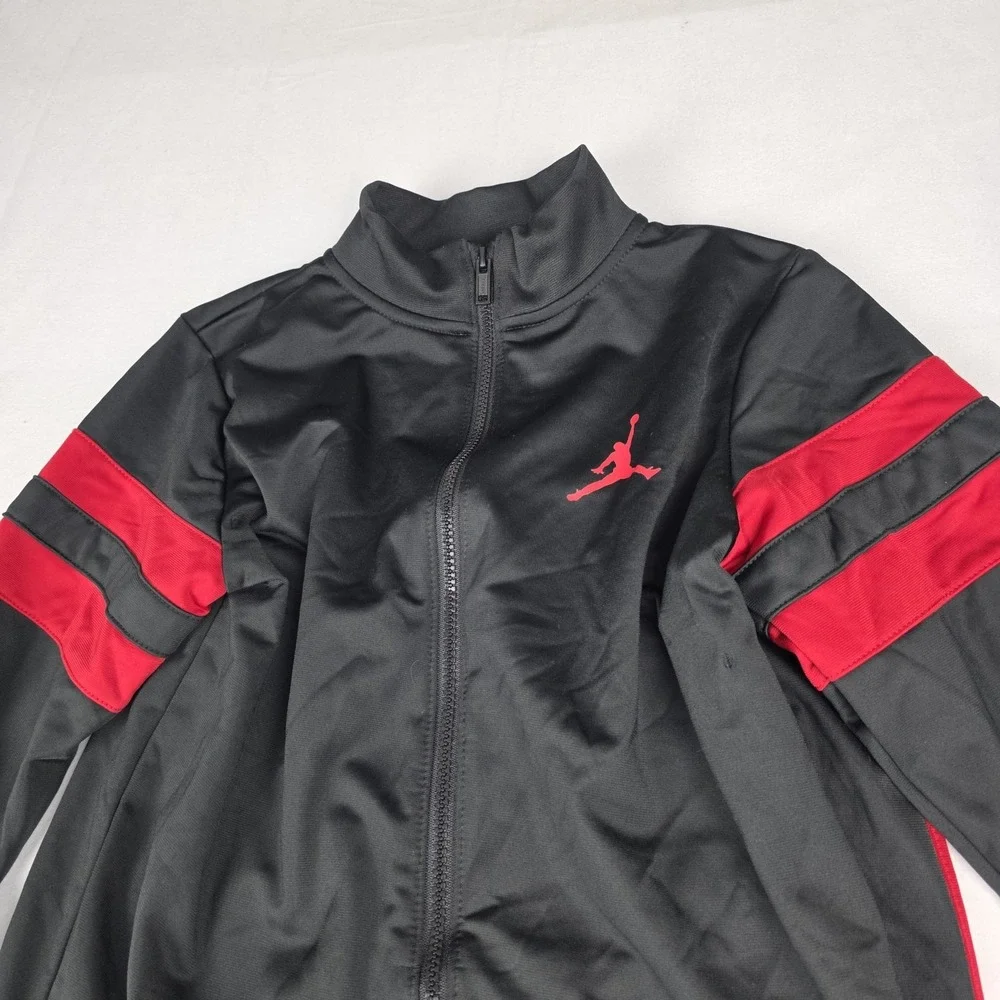 Nike Air Jordan Boys 2-Piece Tracksuit Jacket Pants Set Black Red Jumpman Large